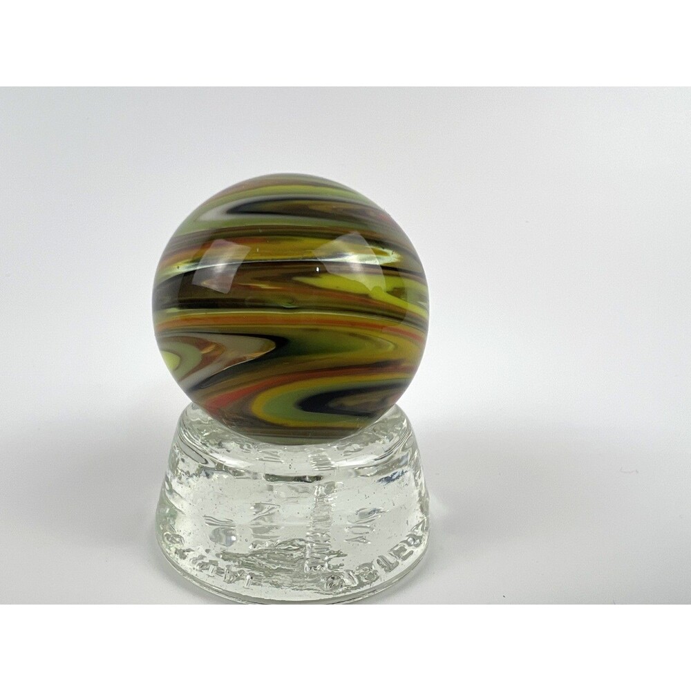 Marble Handmade art glass unique multicolor WigWag design 31MM